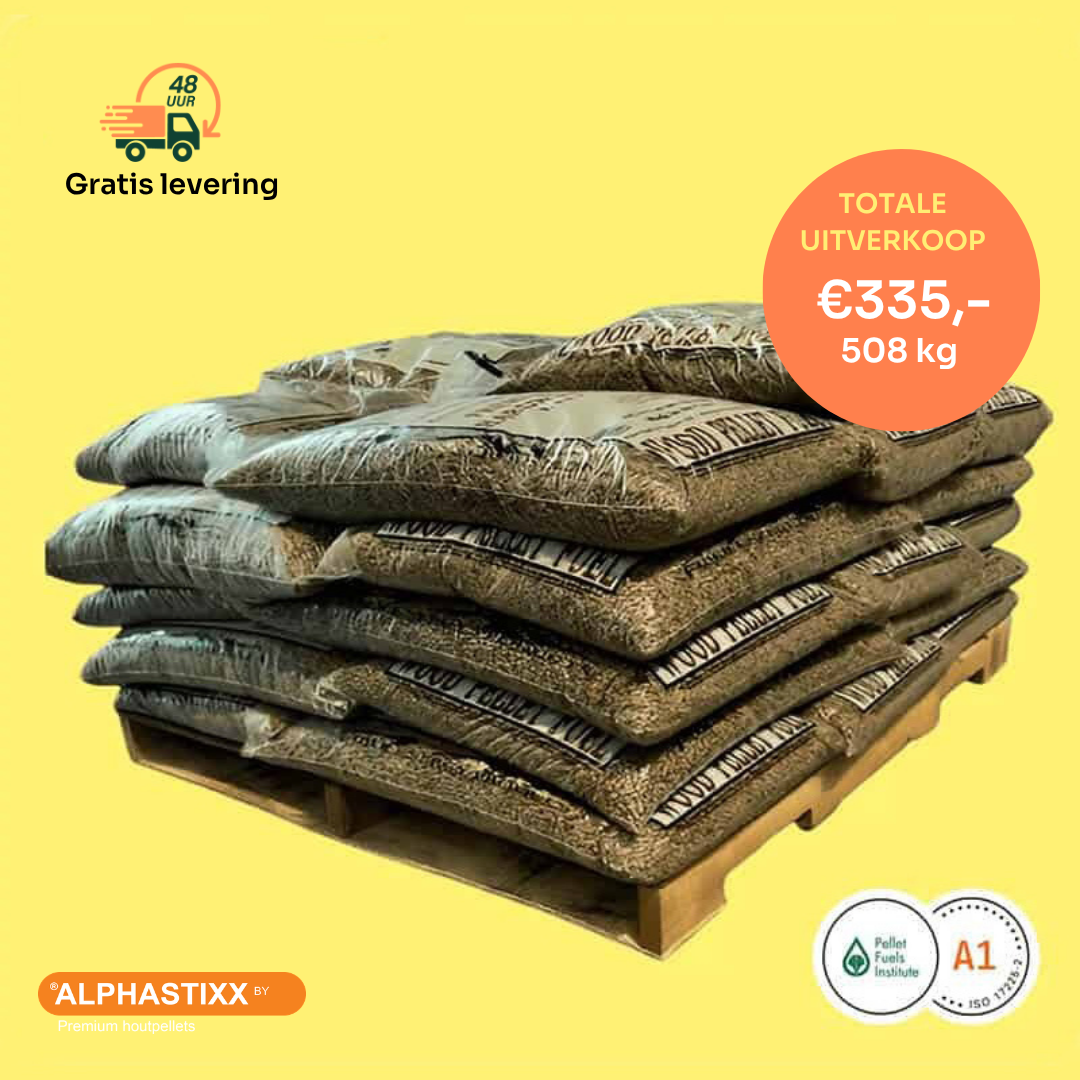 1/2 Pallet Alphastixx: US Premium witte eik houtpellets